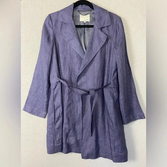 Sportsctaft Signature 100% Linen  belted trench jacket coat Sz 10 - Picture 1 of 10